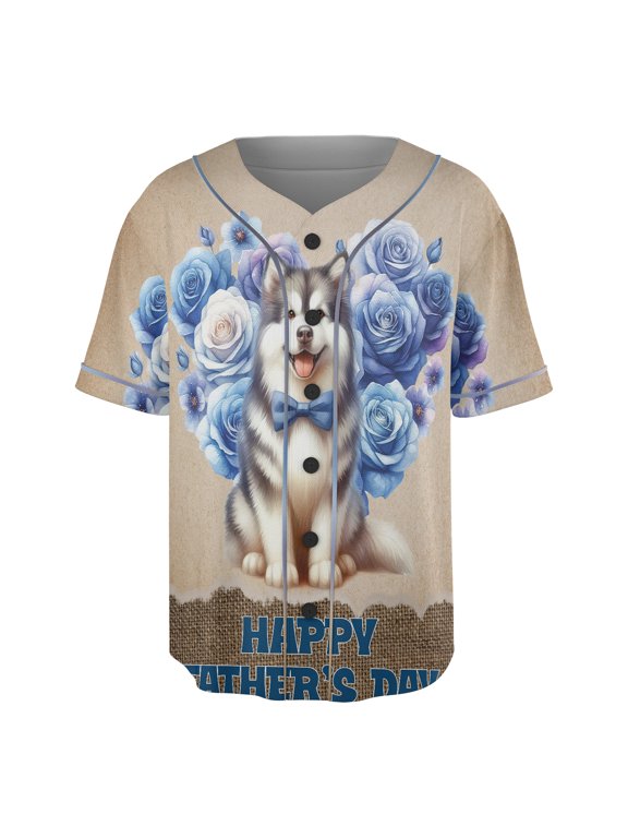 Alaskan Malamute Proud Dad Happy Father's Day All Over Print 3D Baseball Shirt Alaska Mal Dog Lovers Gifts Softball Sport - 02008