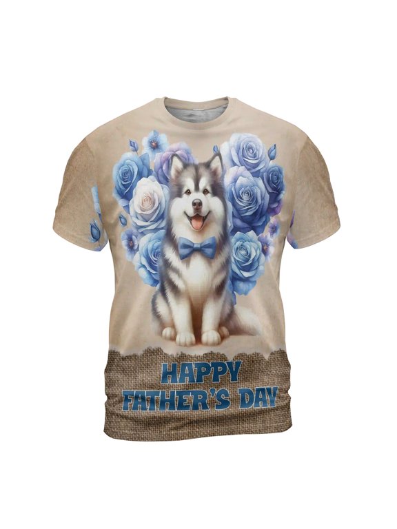 Alaskan Malamute Proud Dad Happy Father's Day All Over Print 3D Shirt Unisex Merch Alaska Mal Dog Lovers Gifts - 02008