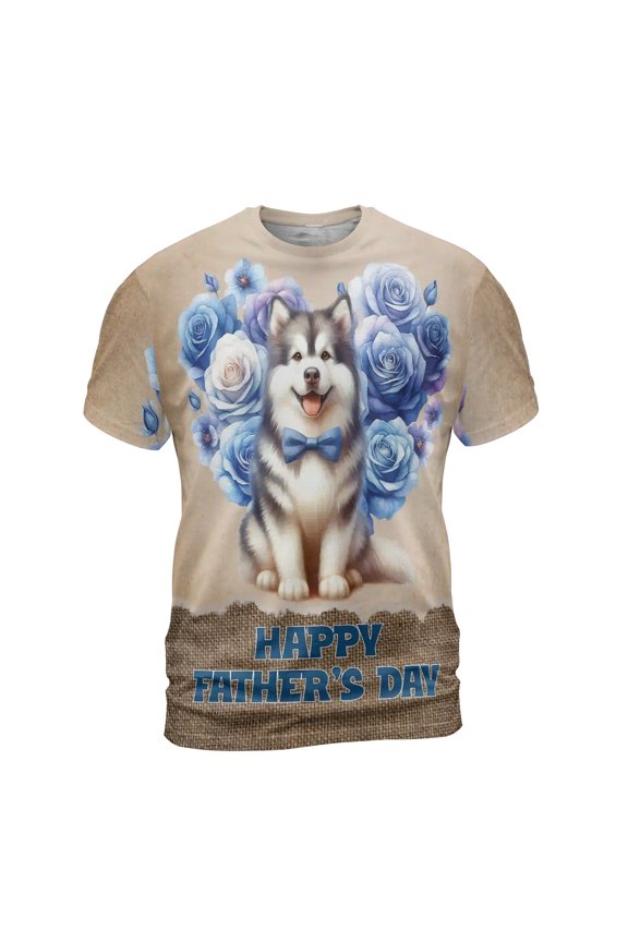 Alaskan Malamute Proud Dad Happy Father's Day All Over Print 3D Shirt Unisex Merch Alaska Mal Dog Lovers Gifts - 02008