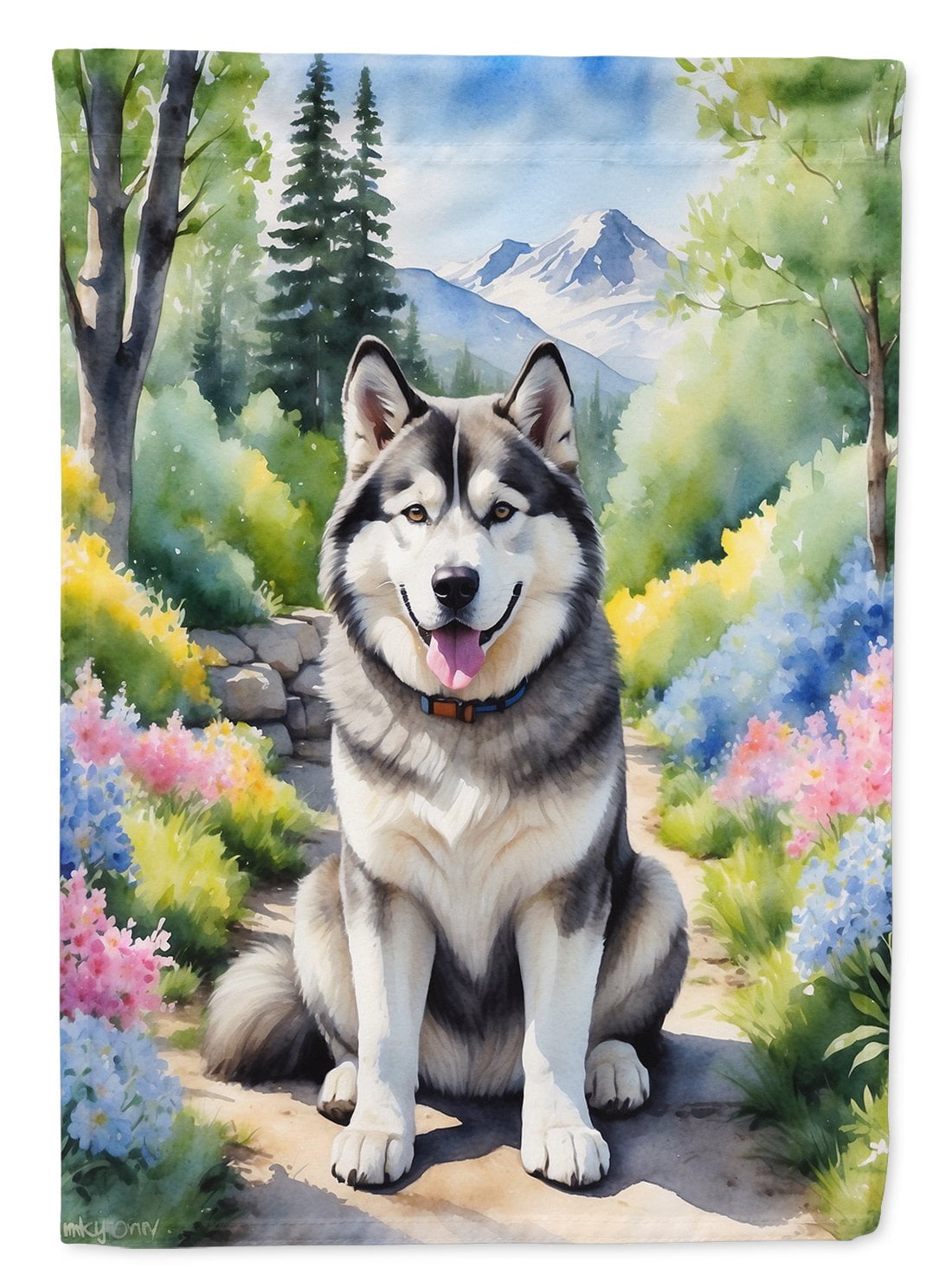 Alaskan Malamute Spring Garden House Flag 28 in x 40 in
