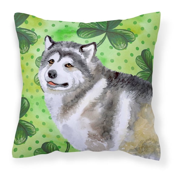 Alaskan Malamute St Patrick's Fabric Decorative Pillow