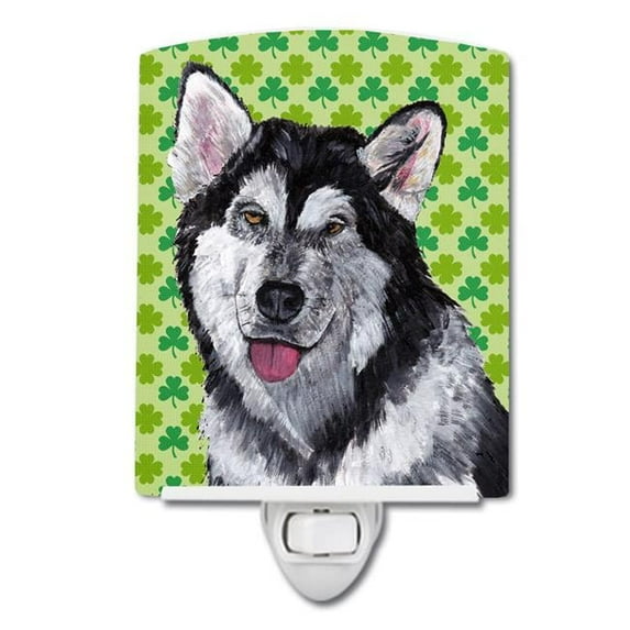 Alaskan Malamute St. Patricks Day Shamrock Ceramic Night Light