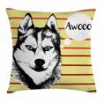 thumbnail image 1 of Alaskan Malamute Throw Pillow Cushion Cover, Portrait of Siberian Husky Hand Drawn Domestic Pet Dog Striped Backdrop, Decorative Square Accent Pillow Case, 20 X 20 Inches, Multicolor, by Ambesonne, 1 of 2