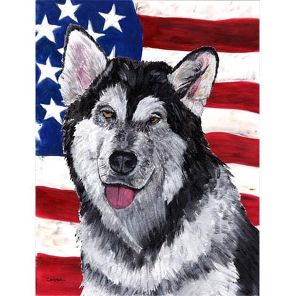 Alaskan Malamute USA Patriotic American Flag Flag Garden Size