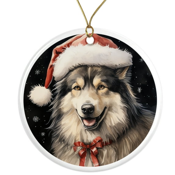 Alaskan Malmute Dog Ornament - Pet Ornament for Christmas Tree - 3" Round Ceramic - Printed in USA - Puppy New Dog - Dog Mom - Dog Dad - Pet Owner - Xmas Decoration DOG006