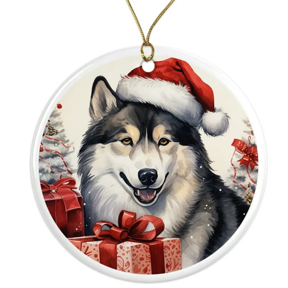 Alaskan Malmute Dog Ornament - Pet Ornament for Christmas Tree - 3" Round Ceramic - Printed in USA - Puppy New Dog - Dog Mom - Dog Dad - Pet Owner - Xmas Decoration DOG007