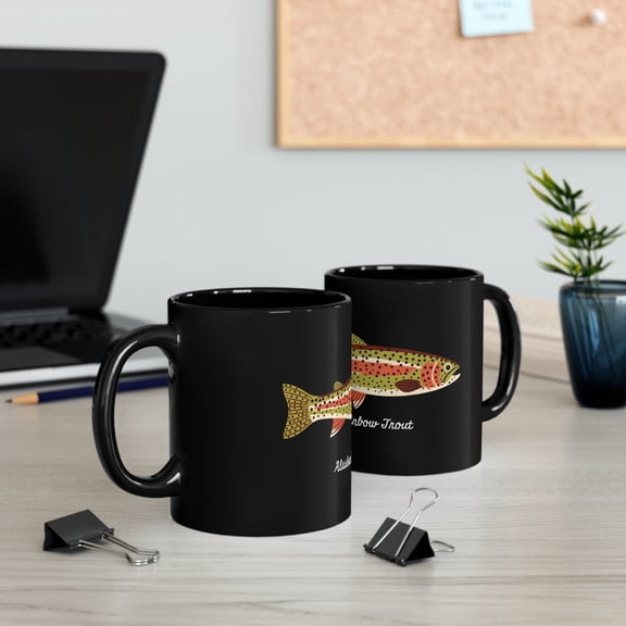 Alaskan Rainbow Trout Fishing Coffee Mug Colorful Fish Art Angler Gift Ceramic Mug 11oz