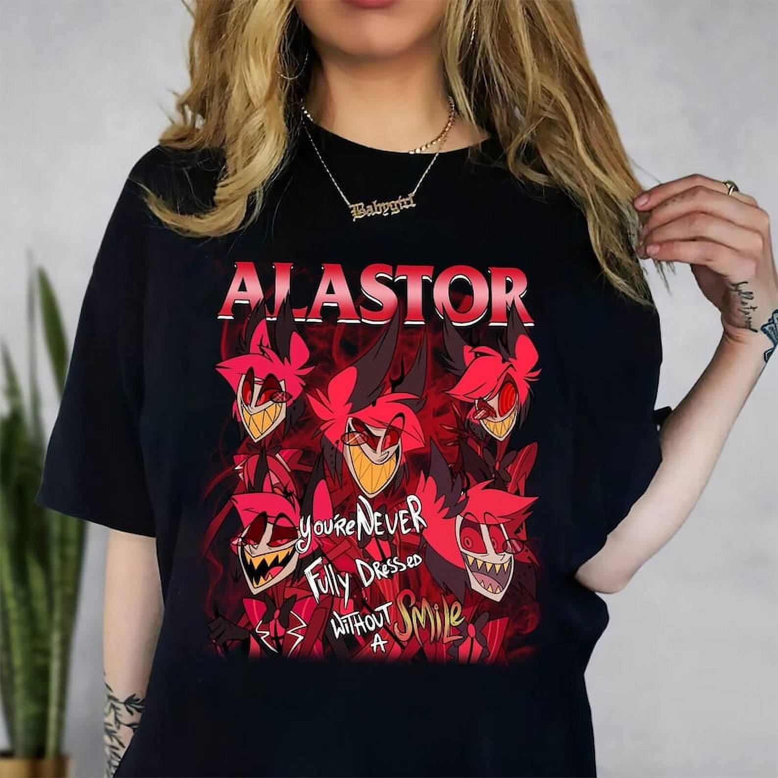 Alastor Hazbin Hotel T Shirt Characters Radio Demon Cartoon Merch 