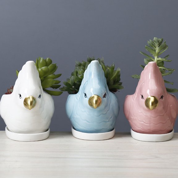 Alasum 1 Set Planter Decoration Pot White Ceramic Bird Shaped for Homeowners and Gardeners
