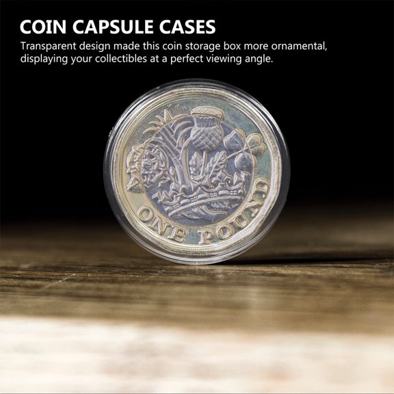 Alasum 100Pcs Portable Transparent Coin Capsules Durable Plastic Cases for Coin Storage Use