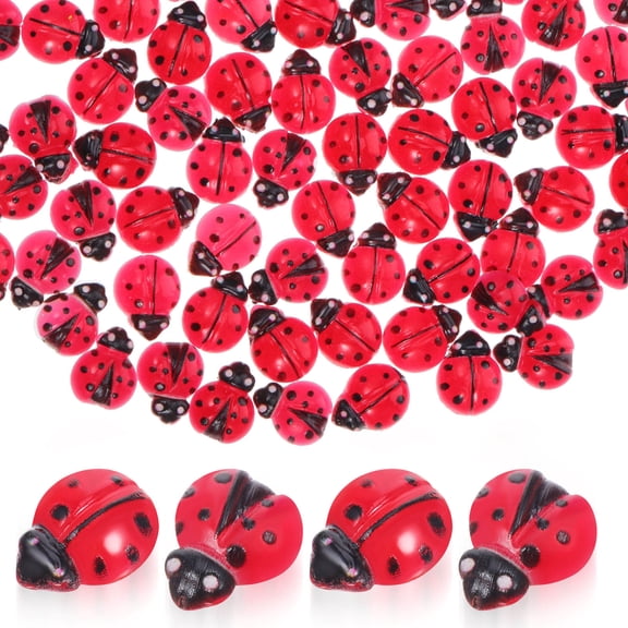 Alasum 100pcs Ladybug Figurines Plastic Multi Ladybugs for Crafts for Terrariums