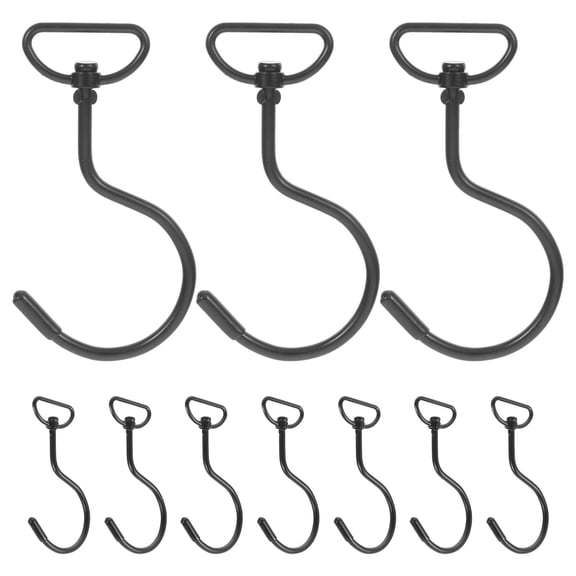 Alasum Black Stainless Steel Rotating Hooks 10Pcs for Home Easy to Use No Screws Required