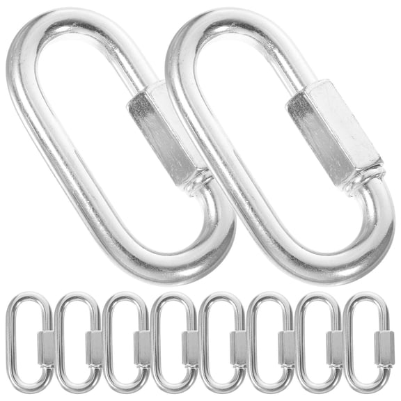 LITINKIMI 10Pcs Plated Silver Safety Chain Hook Carabiner for Climbing and Rope Connecting with Easy Installation