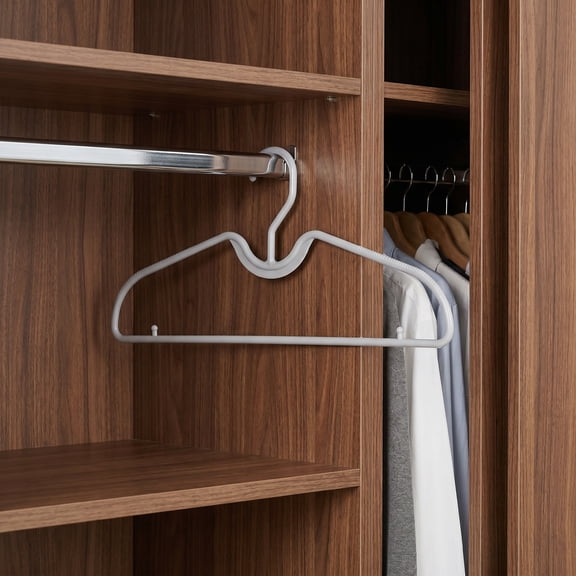LITINKIMI 10Pcs Low Profile Space Saving Clothes Hangers Grey Short Neck Non Slip Plastic Hangers