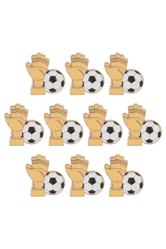 10-Pack Soccer Brooch Pins Metal Team Spirit Badges for Sports Fans, Events, and Supporter Accessories