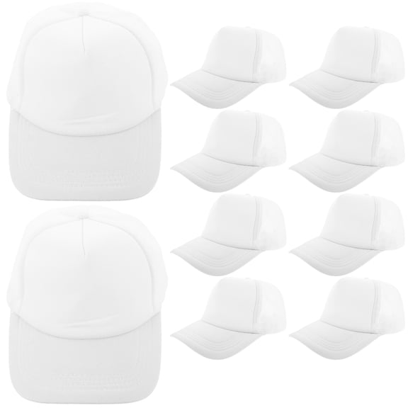 Alasum 10Pcs White DIY Blank Baseball Hats Mesh Design for Heat Transfer Sublimation Projects