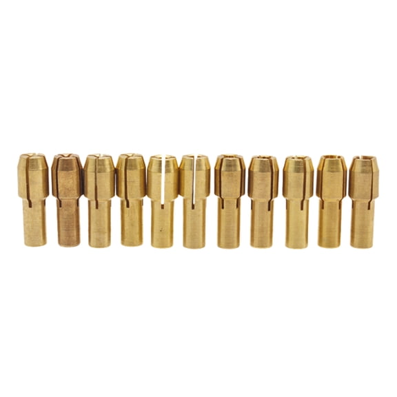 Alasum 11Pc Golden Brass Collet Set with Various Sizes for Rotary Tool Clamping