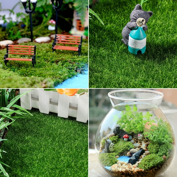 Alasum 12Pcs Artificial Moss Grass Sheets Green Faux Moss for Relaxing Scene Layouts