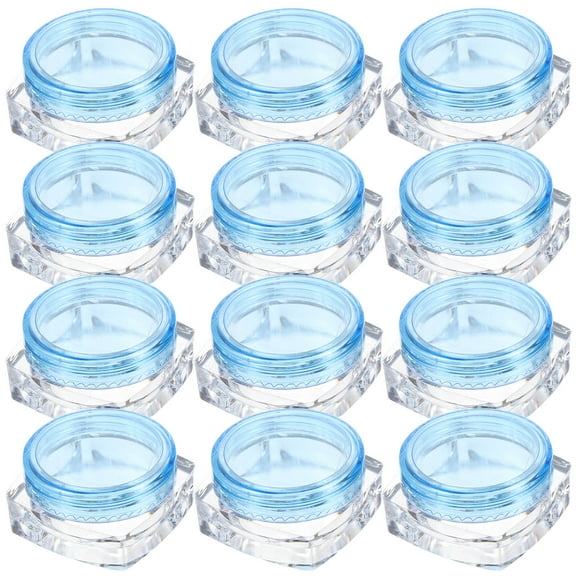 Alasum 12Pcs Blue Plastic Cream Boxes Refillable Portable Cosmetic Sample Containers