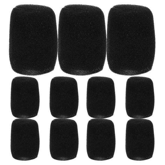 Alasum 12Pcs Foam Microphone Windscreen Covers Black Mic Protective Shield Noise Reduction