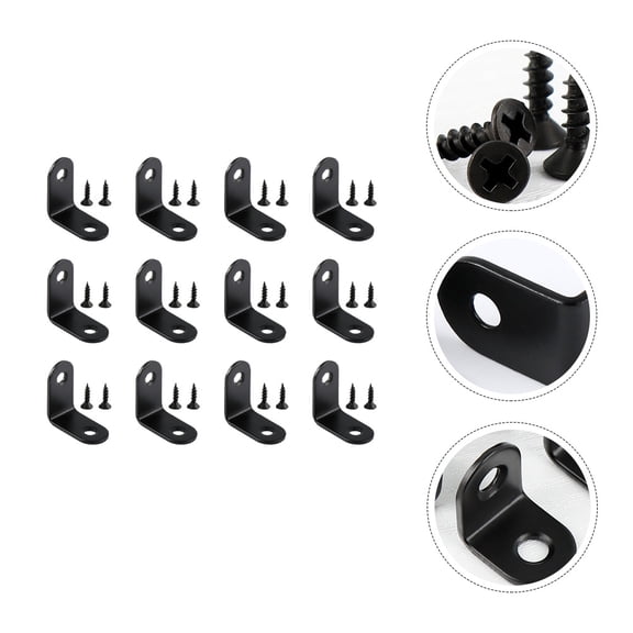 Alasum 12Pcs Heavy Duty Black Corner Brace Stainless Steel 90 Degree Angle Joint for Home Use