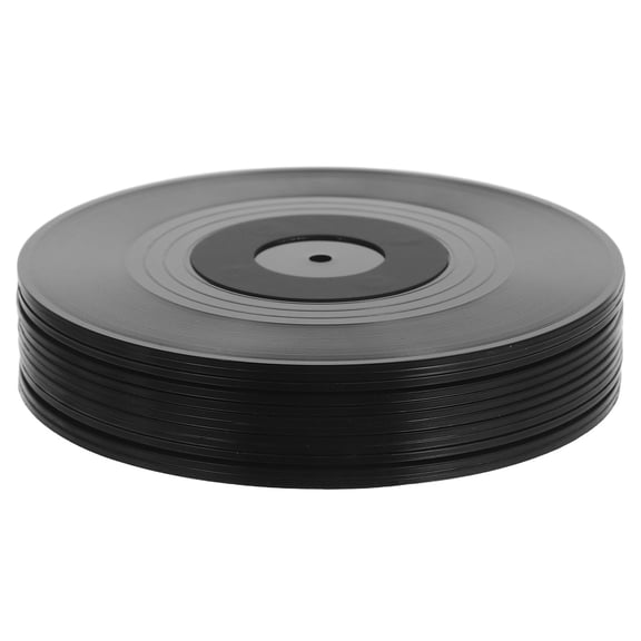 Alasum ABS Coasters Set Retro Vinyl Records Black Nonslip for Drinks 12Pcs