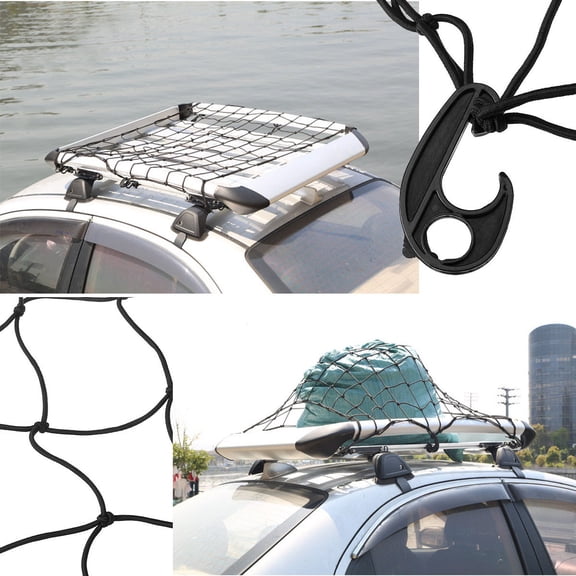 Alasum 12Pcs Stretchable Cargo Net for Car Use with 12 ABS Hooks and Heavy Duty Thick Latex Bungee Cord
