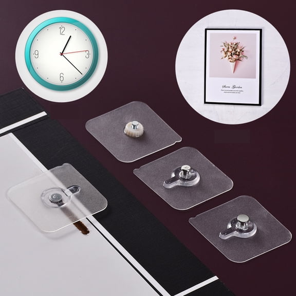 Alasum 12Pcs Transparent Acrylic Base Hooks Nail Style for Clock Album and Painting Hanging