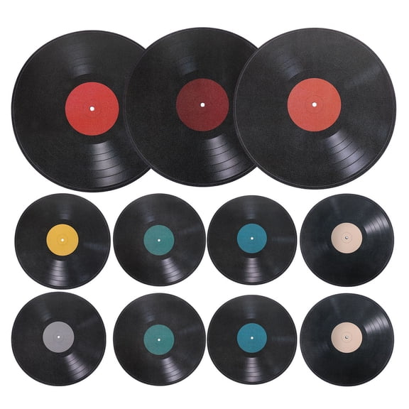 Alasum 16Pcs Reusable Black Vinyl Record Wall Stickers for Music Party Backdrop