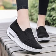 YOSADIER Womens Black Workout Shoes with Woven Design and Comfortable Cushioning, 1 Pair for Fitness and Training
