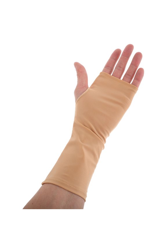 1Pair Lightweight Beige Uv Protection Arm Sleeves Snug Fit Cooling Fabric for Summer Use
