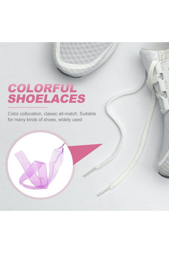 1Pair Sneaker Shoelaces Flat Ribbon Style Lavender Good Texture Casual Shoe Accessory