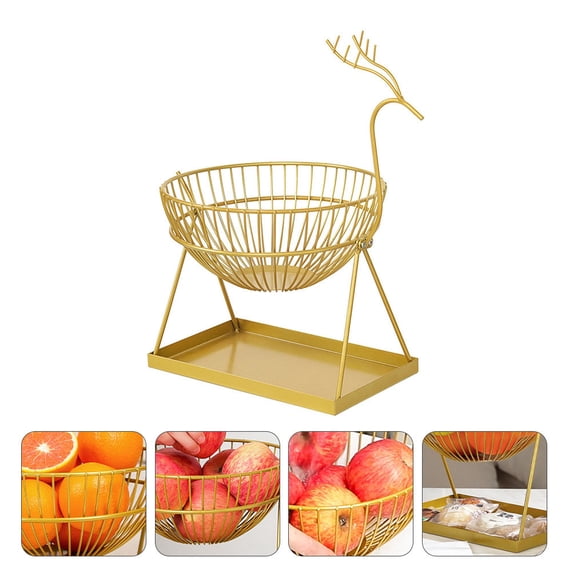 Alasum 1Pc Double-Layer Fruit Storage Basket with Fawn Design for ...