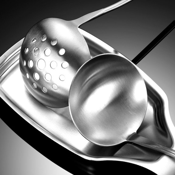 Alasum 1Pc Premium Stainless Steel Spoon Stand Heat Resistant Plated Silver Kitchenware Tray