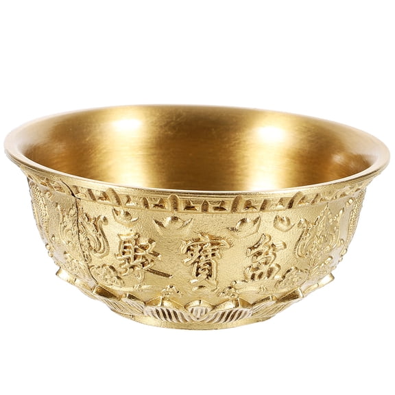 Alasum 1Pc Elegant Golden Cornucopia Bowl with Carved Pattern Ornament