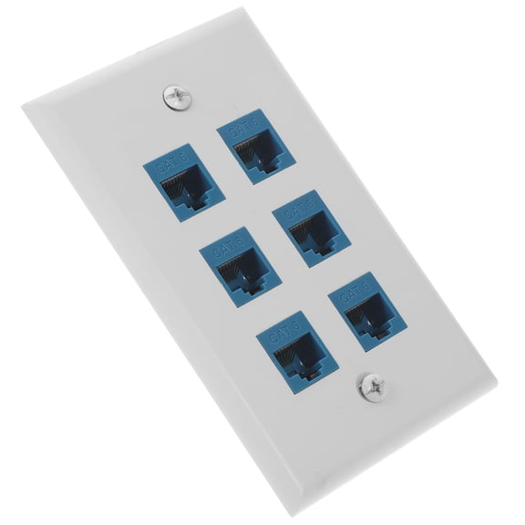 Alasum 1Set Compact White Ethernet Outlet Panel for Home with 6 Flexible Port Sockets