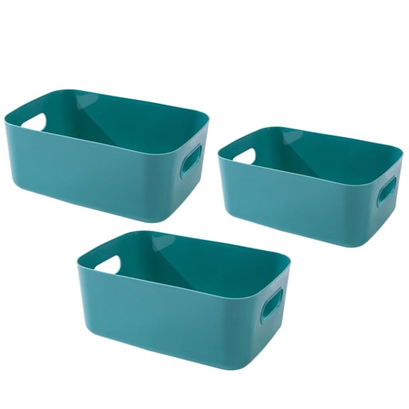 Alasum 1Set Pe Material Green Storage Basket Set with Handles Large Capacity for Office Desk and Home Storage