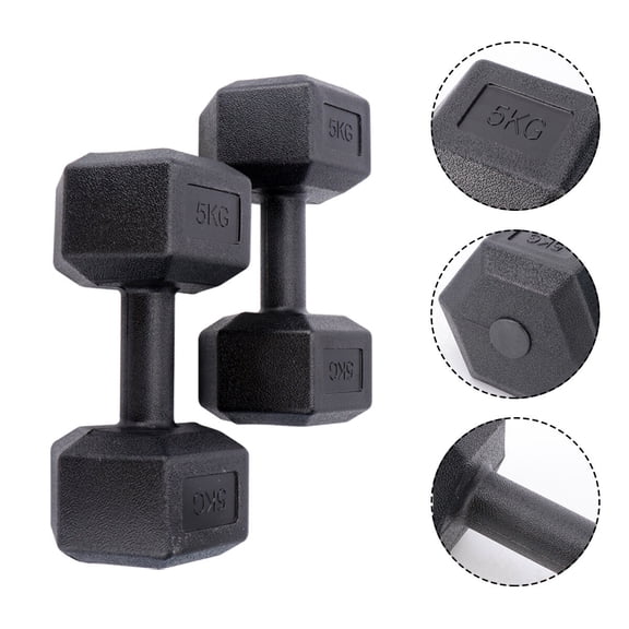 Alasum 1Set Rubberized Hexagonal Dumbbell in Black for Body Sculpting and Muscle Toning