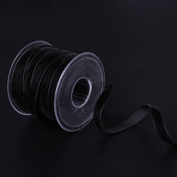 Alasum 1Set of Black Flocking Plush Ribbons for Decoration Wired Ribbon Parties DIY Decorative Strap for Crafters