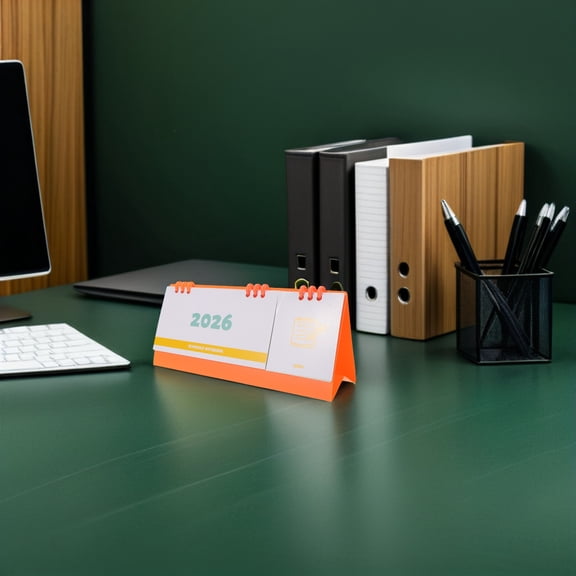 Alasum 2026 Orange Spiral Desk Planner with Reinforced Stand for Monthly Appointment and Schedule Tracking