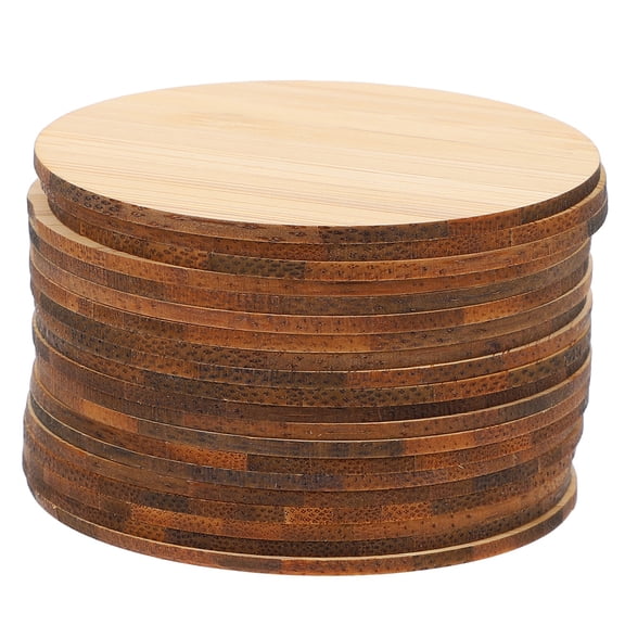 Alasum 20Pcs Unfinished Round Blank DIY Painting Pieces Natural Light Brown for Creative Crafting
