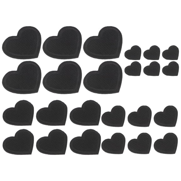 Alasum 24Pcs Fabric Iron on Black Heart Patches for Clothes DIY Repair on Jackets Pants and Hats