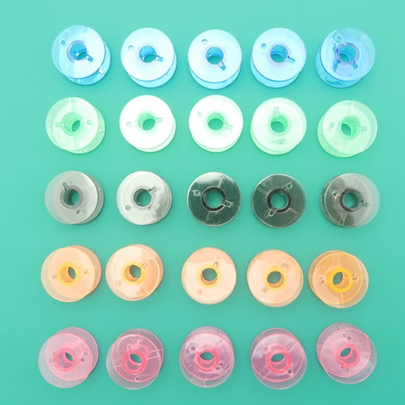 Alasum 25Pcs Assorted Color Plastic Sewing Machine Bobbin Boxes with Individual Compartments