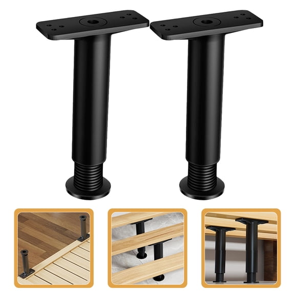 Alasum 2Pcs Black Adjustable Bed Frame Legs Replacement Parts with Sturdy Construction