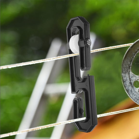Alasum 2Pcs Black Clothesline Rolling Separator Pulley for Secure Rope Separation At Home