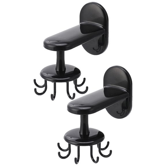 Alasum 2Pcs Black Rotatable Spatula and Spoon Holder Wall Mounted Kitchen Rack