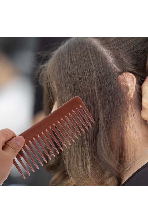 2Pcs Portable Plastic Haircut Comb Wide Tooth Brown Supplies