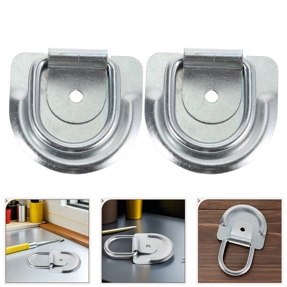 Alasum 2Pcs Easy Install D Rings Tie Down Anchor Plated Silver for Transit Van Cargo Hooks and Trailer Load