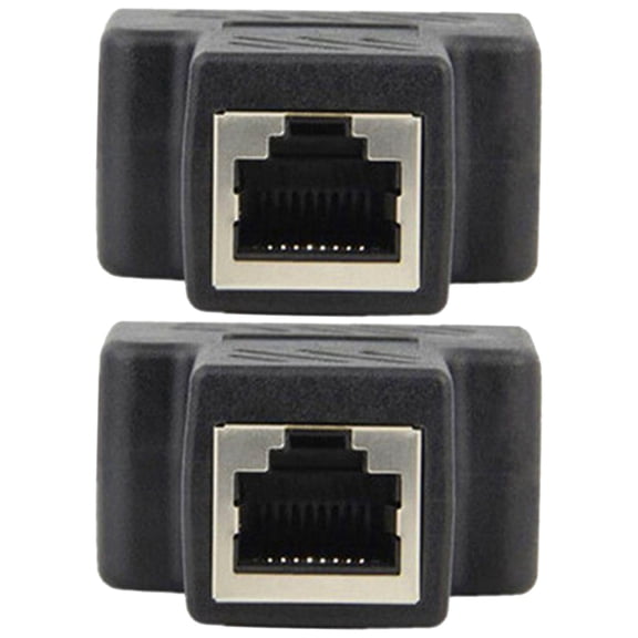 Alasum 2-Pack Black Ethernet Splitter, RJ45 Network Coupler Adapter Plug, Cable Connector for Home Office Internet Connection