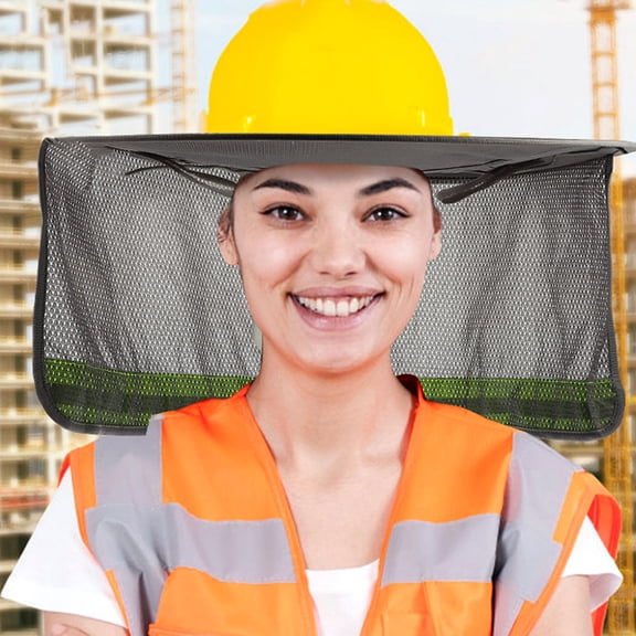 Alasum 2Pcs Grey Construction Hard Hat Cover Neck Shield with Reflective Strip Safety